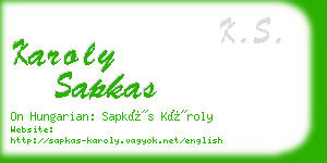 karoly sapkas business card